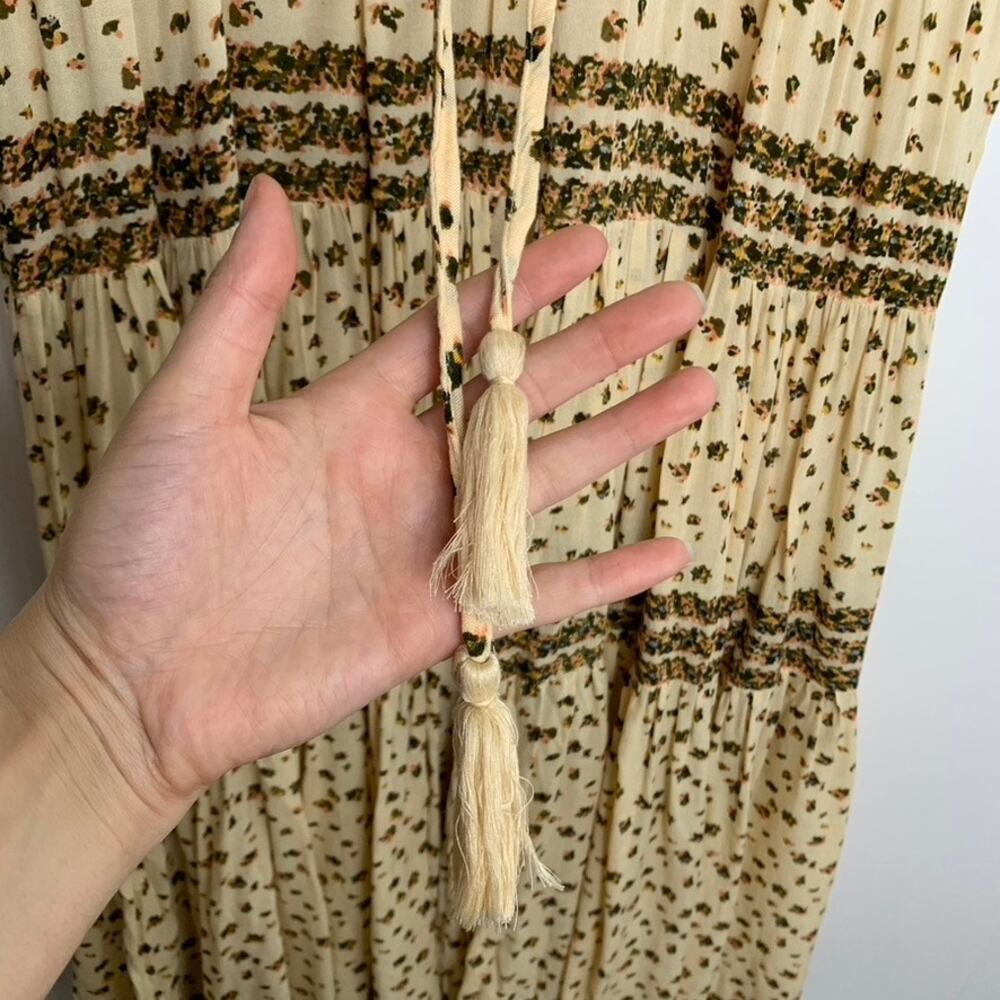 FREE PEOPLE Feeling Pleated Maxi Dress In Neutral Womens Floral Small Boho - Picture 11 of 16